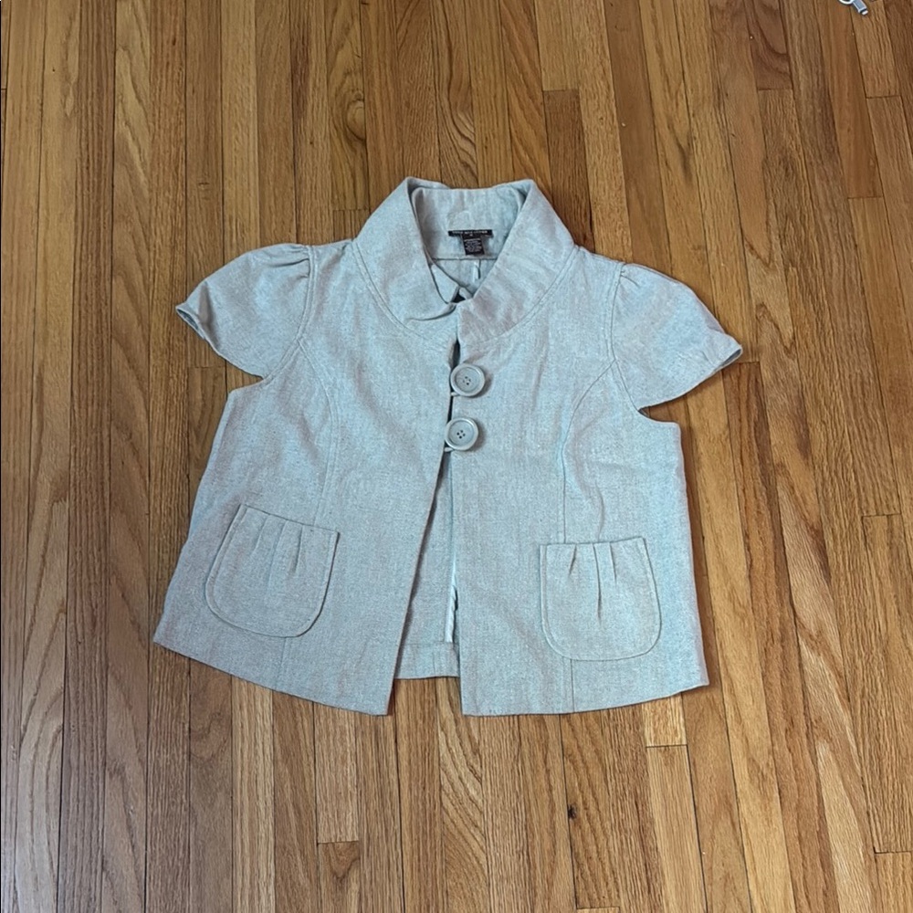 Tan Blazer with Relaxed Fit and Hip Length